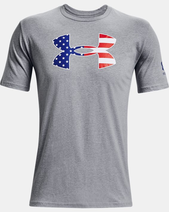 Men's UA Freedom Big Flag Logo T-Shirt, Gray, pdpMainDesktop image number 4